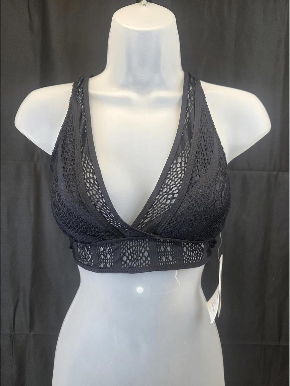 Becca Women’s Color Play Laced‑Back Bikini Top Black S